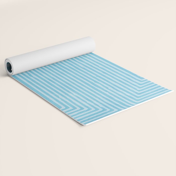 Light Blue White Lines Minimalist Drawing Artwork Yoga Mat Gallery Image 2