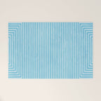 Light Blue White Lines Minimalist Drawing Artwork Welcome Mat Gallery Image 1