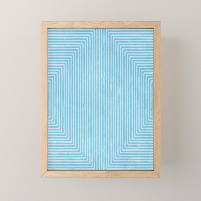 Light Blue White Lines Minimalist Drawing Artwork Mini Art Print Gallery Image 1