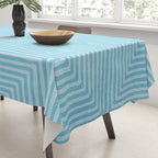 Light Blue White Lines Minimalist Drawing Artwork Tablecloth Gallery Image 3