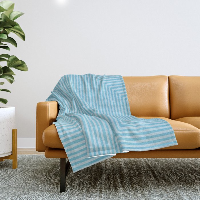 Light Blue White Lines Minimalist Drawing Artwork Throw Blanket Gallery Image 1