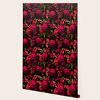 Vintage & Shabby Chic - Dark Red Antique Night Roses Botanical Garden Wallpaper Gallery Image 2
