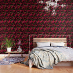 Vintage & Shabby Chic - Dark Red Antique Night Roses Botanical Garden Wallpaper Gallery Image 3