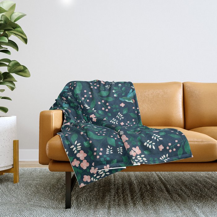 Humming Bird Garden I Throw Blanket Gallery Image 1