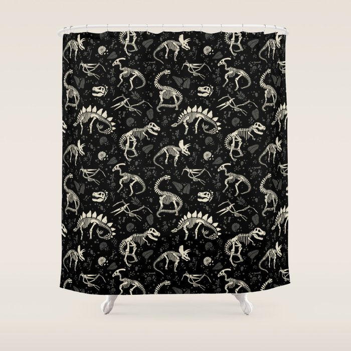Excavated Dinosaur Fossils Shower Curtain Gallery Image 1