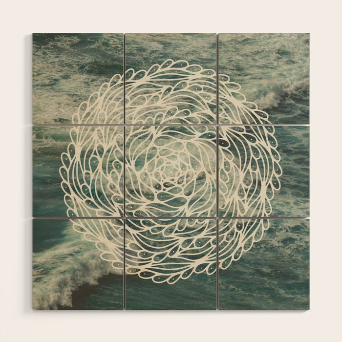 Mandala Ocean Waves Wood Wall Art Gallery Image 1