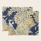 Floral Leaves and Blooms, Yellow and Navy Blue Placemat Gallery Image 1