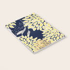 Floral Leaves and Blooms, Yellow and Navy Blue Notebook Gallery Image 3