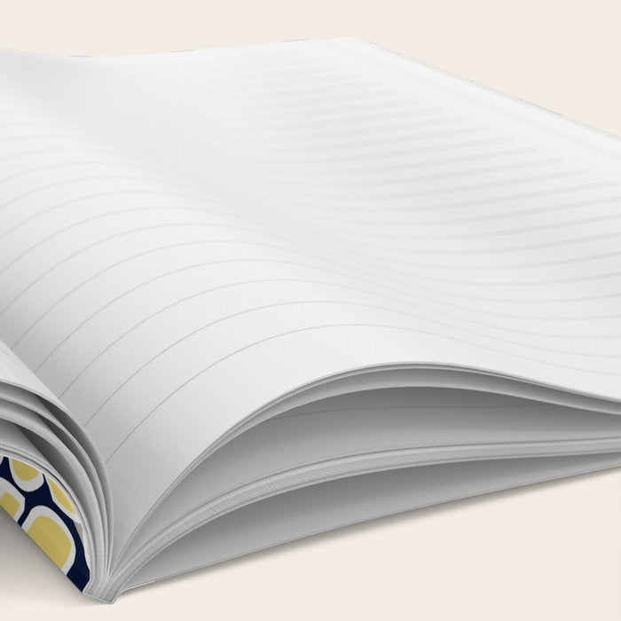 Floral Leaves and Blooms, Yellow and Navy Blue Notebook Gallery Image 2