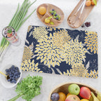 Floral Leaves and Blooms, Yellow and Navy Blue Cutting Board Gallery Image 2