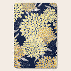 Floral Leaves and Blooms, Yellow and Navy Blue Cutting Board Gallery Image 1