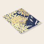 Floral Leaves and Blooms, Yellow and Navy Blue Notebook Gallery Image 2