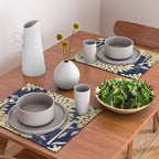 Floral Leaves and Blooms, Yellow and Navy Blue Placemat Gallery Image 2