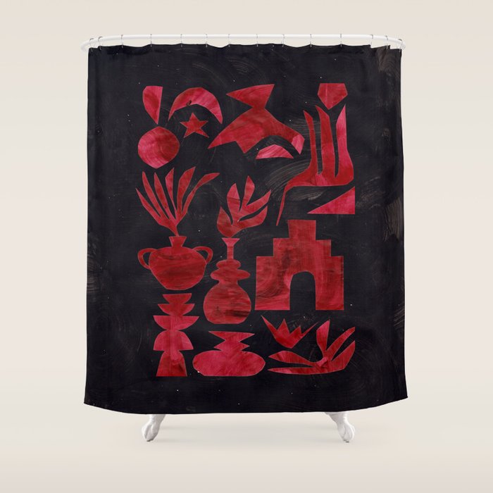 Crimson Village At Night  Shower Curtain Gallery Image 1