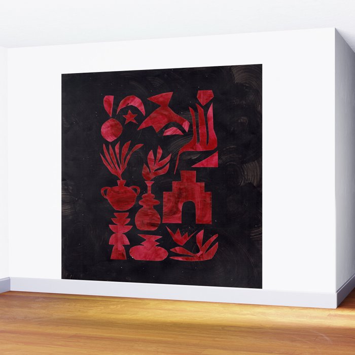 Crimson Village At Night  Wall Mural Gallery Image 2