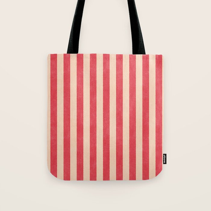 STRIPES 001 C - Strawberry Tote Bag Gallery Image 1