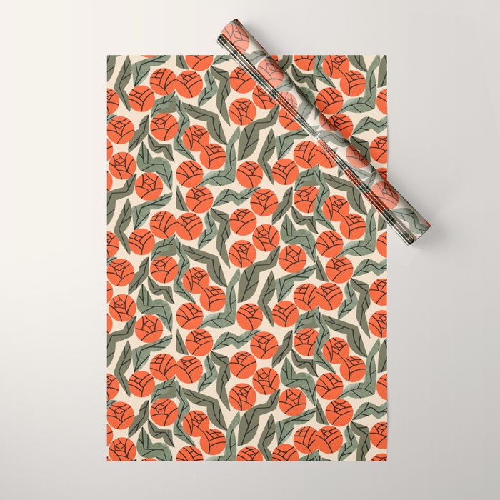 Hot Orange Blooms Wrapping Paper Gallery Image 1