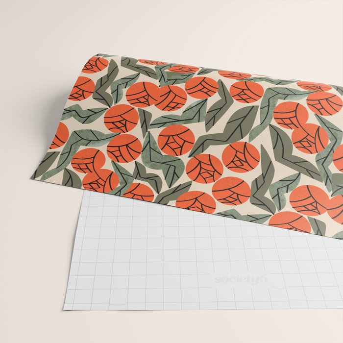 Hot Orange Blooms Wrapping Paper Gallery Image 2