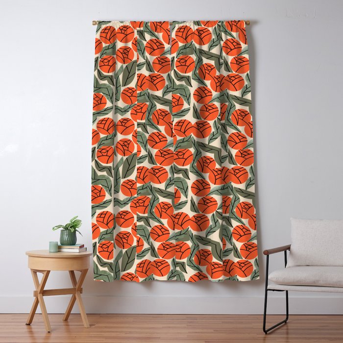 Hot Orange Blooms Window Curtain Gallery Image 5