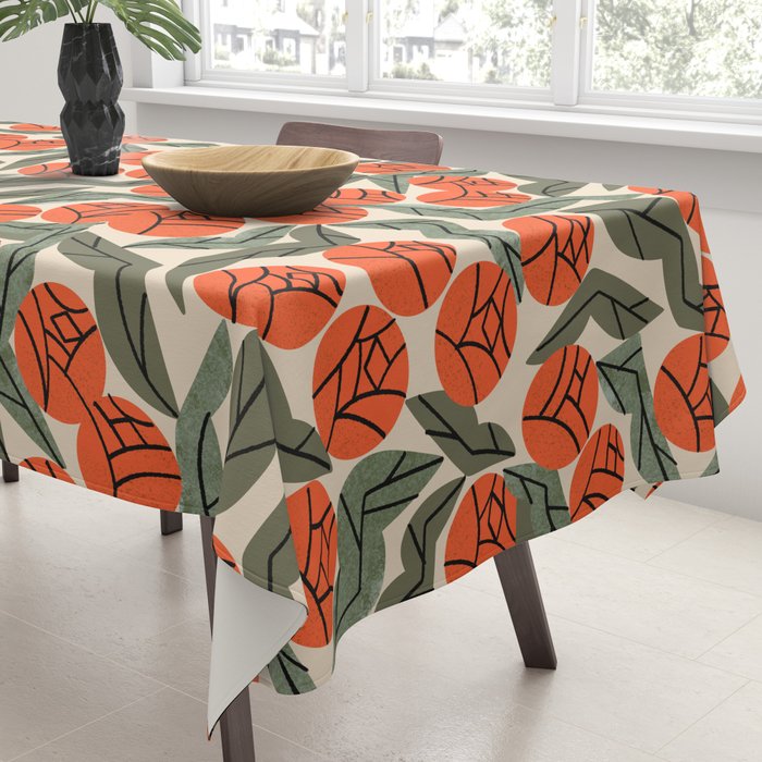 Hot Orange Blooms Tablecloth Gallery Image 3