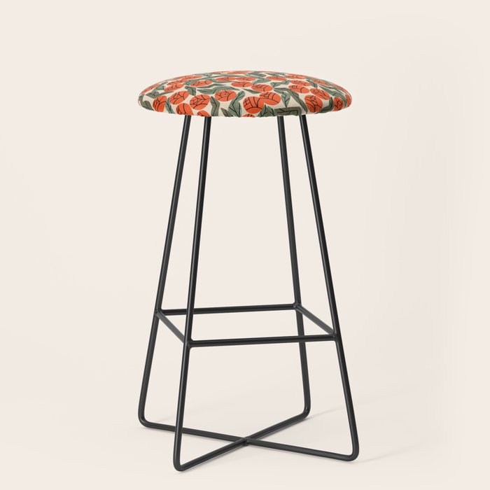 Hot Orange Blooms Stool Gallery Image 1