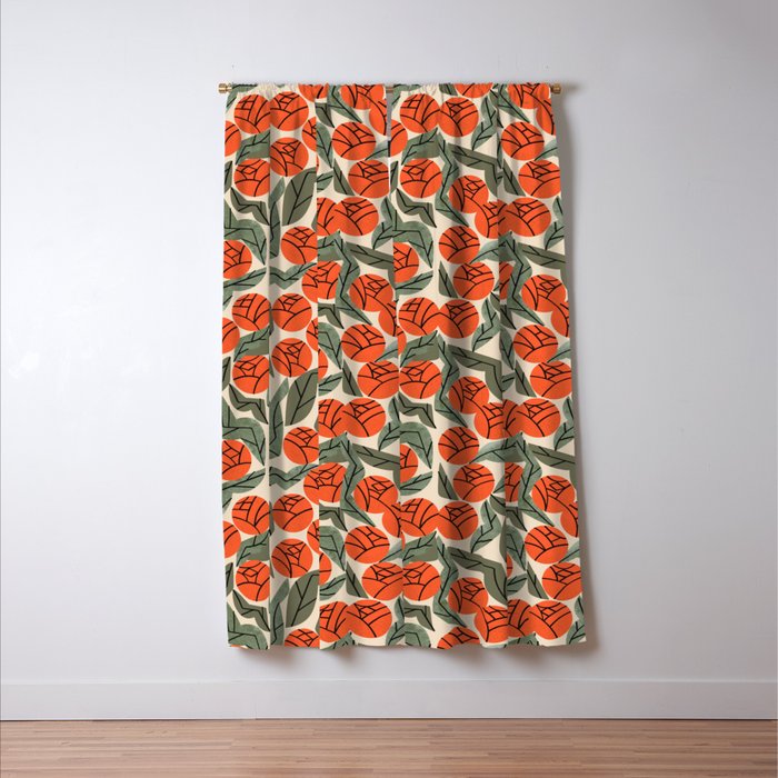 Hot Orange Blooms Window Curtain Gallery Image 3