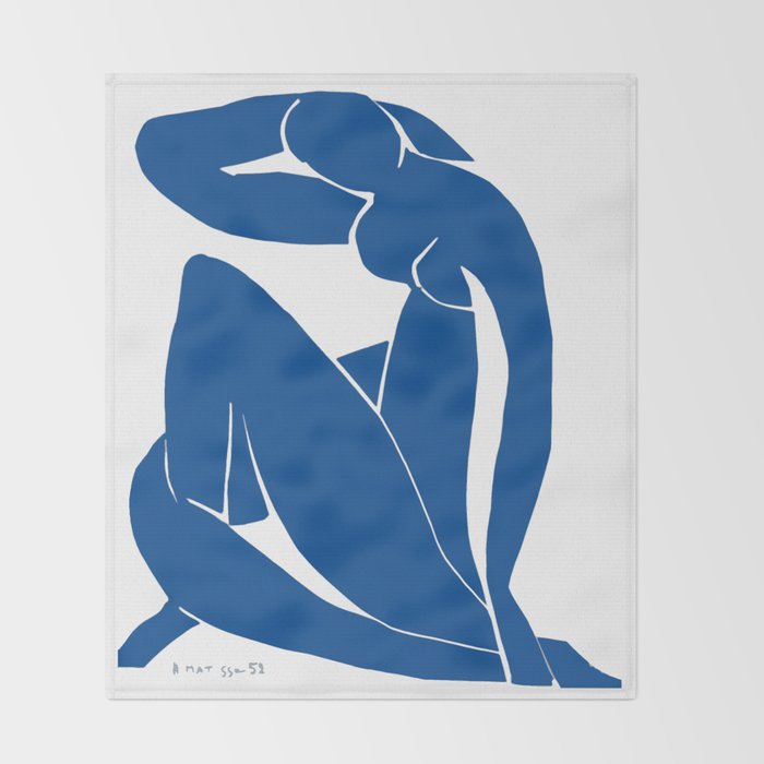 Henri Matisse - Blue Nude II - Minimalist Blue Throw Blanket Gallery Image 2