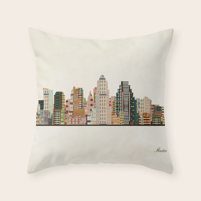 austin skyline Throw Pillow Gallery Image 6