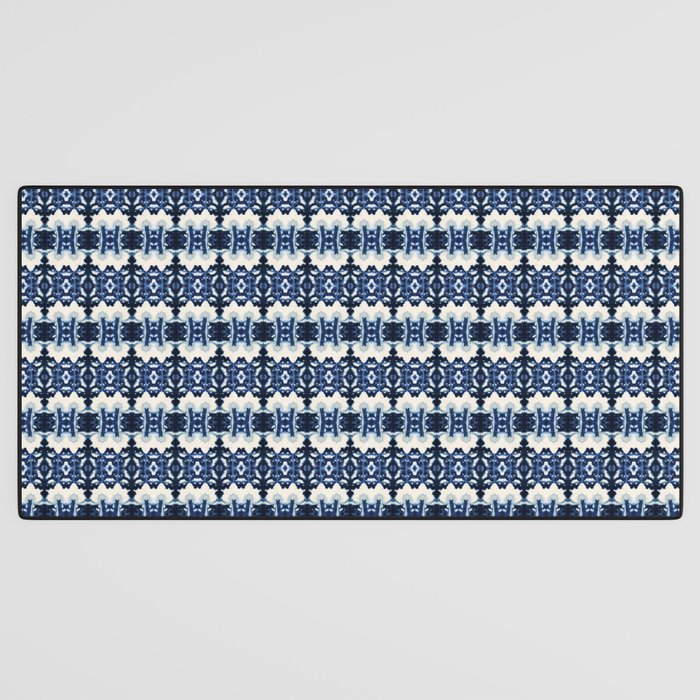 Ornate Blue and White Shibori Desk Mat Gallery Image 3