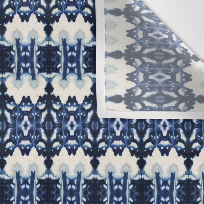 Ornate Blue and White Shibori Wall Tapestry Gallery Image 3