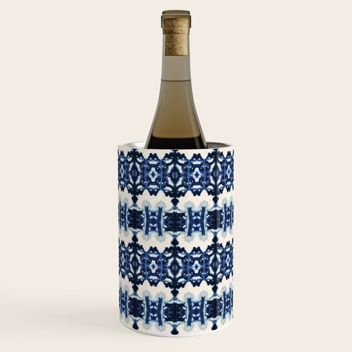 Ornate Blue and White Shibori Wine Chiller Gallery Image 1