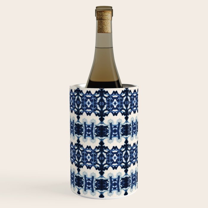 Ornate Blue and White Shibori Wine Chiller Gallery Image 3