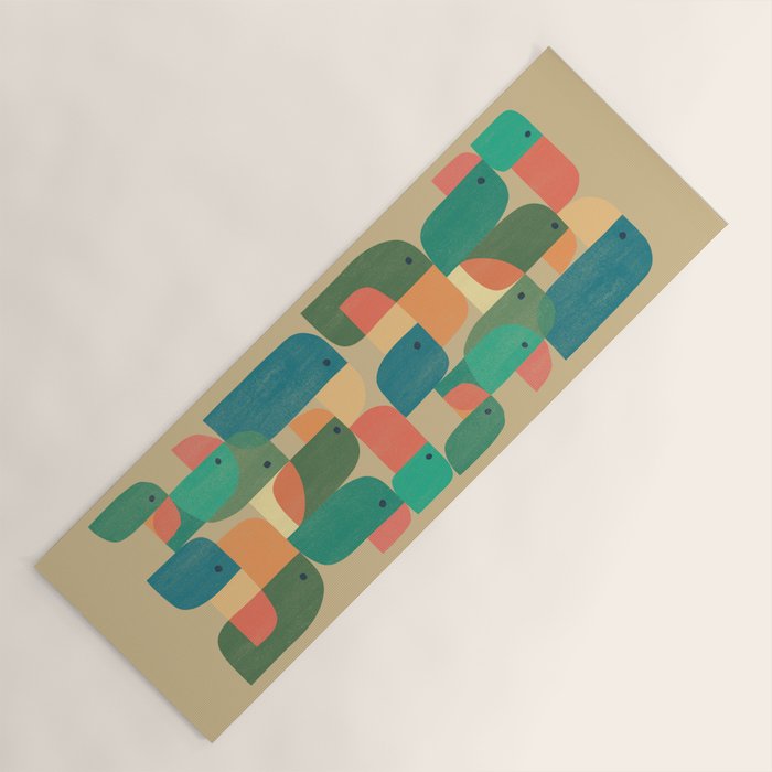 Mid-century tropical birds Yoga Mat Gallery Image 1