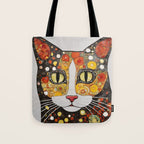 Gustav Klimt Style Cat with Magnificent Whiskers Tote Bag Gallery Image 1