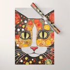 Gustav Klimt Style Cat with Magnificent Whiskers Wrapping Paper Gallery Image 1