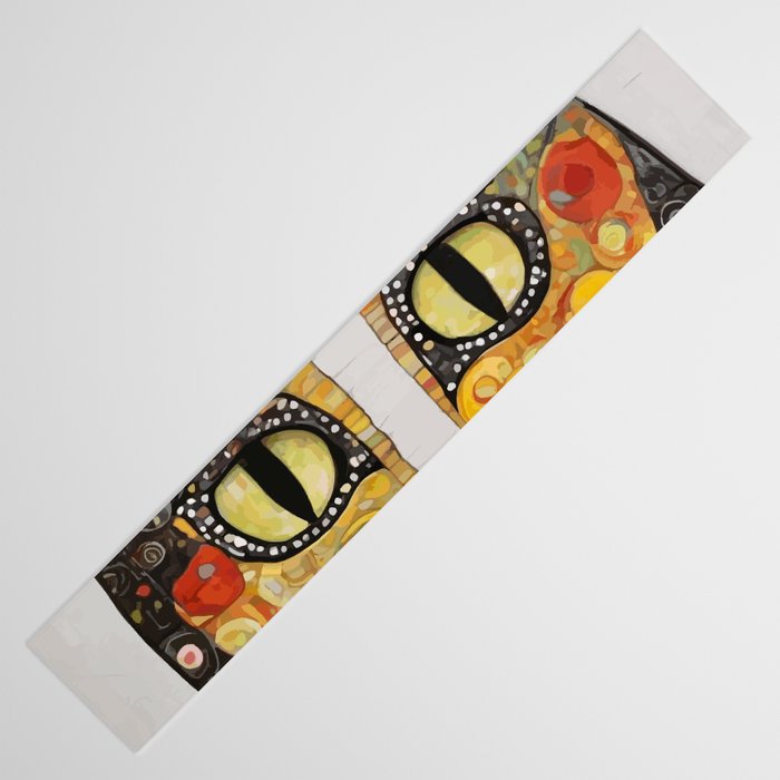Gustav Klimt Style Cat with Magnificent Whiskers Table Runner Gallery Image 3