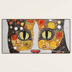 Gustav Klimt Style Cat with Magnificent Whiskers Desk Mat Gallery Image 3