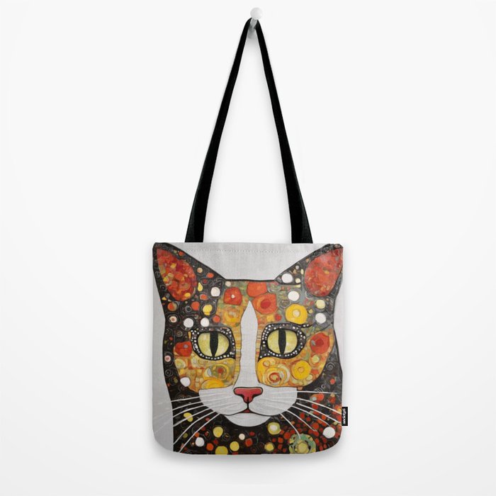 Gustav Klimt Style Cat with Magnificent Whiskers Tote Bag Gallery Image 2