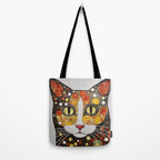Gustav Klimt Style Cat with Magnificent Whiskers Tote Bag Gallery Image 2