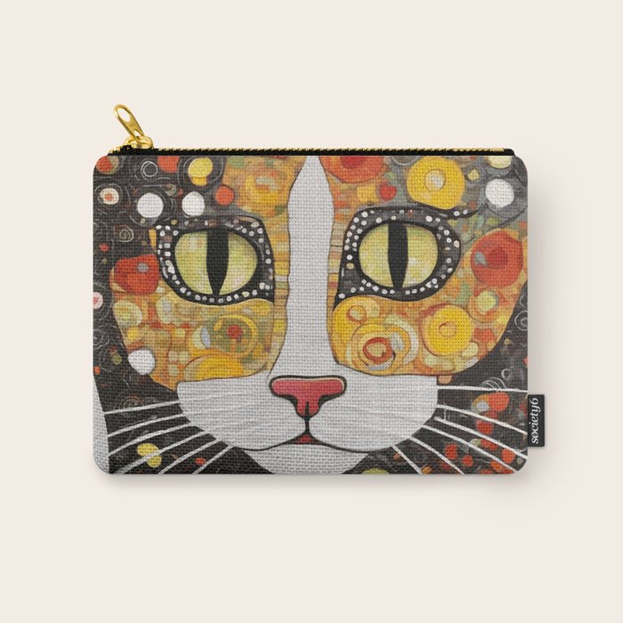 Gustav Klimt Style Cat with Magnificent Whiskers Carry All Pouch Gallery Image 1