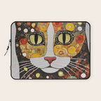 Gustav Klimt Style Cat with Magnificent Whiskers Laptop Sleeve Gallery Image 1