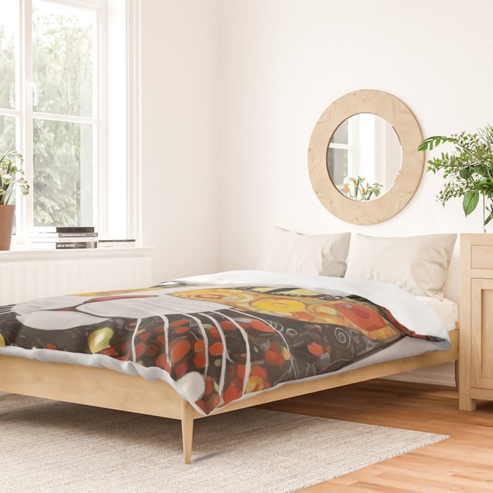 Gustav Klimt Style Cat with Magnificent Whiskers Duvet Cover Gallery Image 2