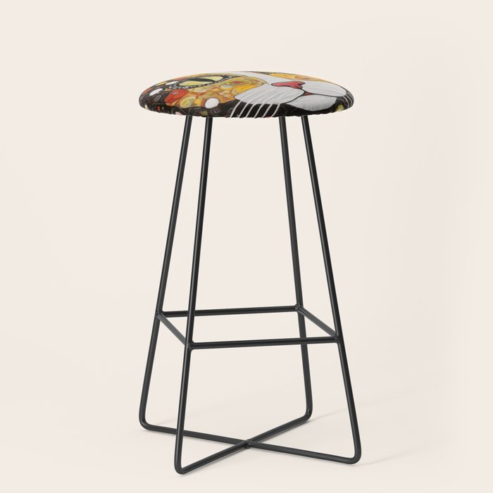 Gustav Klimt Style Cat with Magnificent Whiskers Stool Gallery Image 1