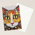 Gustav Klimt Style Cat with Magnificent Whiskers Stationery Card Gallery Image 2