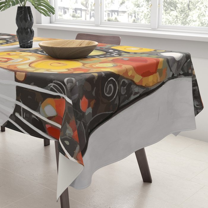 Gustav Klimt Style Cat with Magnificent Whiskers Tablecloth Gallery Image 3