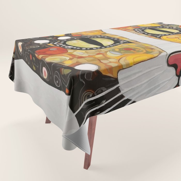 Gustav Klimt Style Cat with Magnificent Whiskers Tablecloth Gallery Image 1