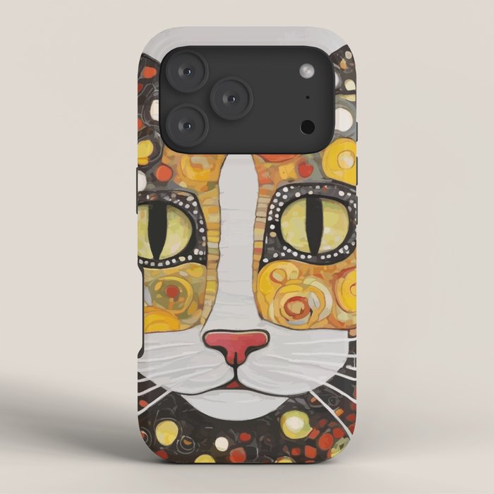 Gustav Klimt Style Cat with Magnificent Whiskers iPhone Case Gallery Image 3