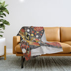 Gustav Klimt Style Cat with Magnificent Whiskers Throw Blanket Gallery Image 1