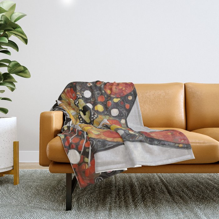 Gustav Klimt Style Cat with Magnificent Whiskers Throw Blanket Gallery Image 1