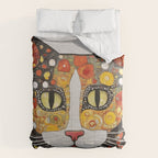 Gustav Klimt Style Cat with Magnificent Whiskers Comforter Gallery Image 6